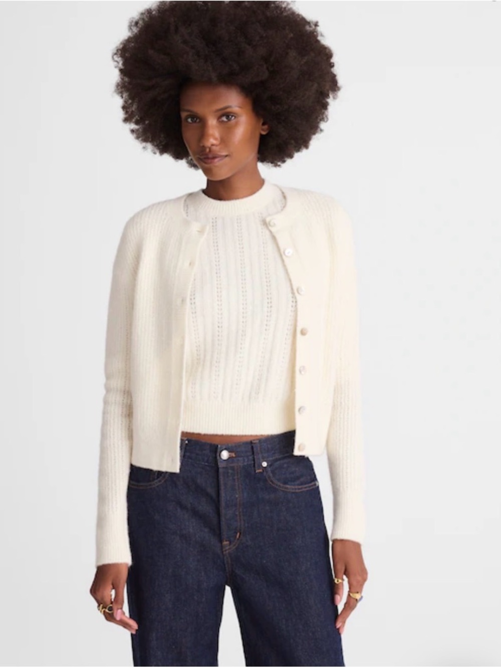 Madewell Cloudsoft Cardigan in Antique Cream